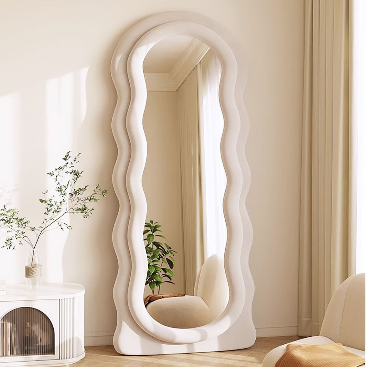 Espejo Wave Minimalista Marco Tela Alto 160cm x Largo 60cm 