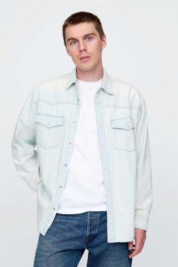 Camisa De Jean Hombre Light Wash