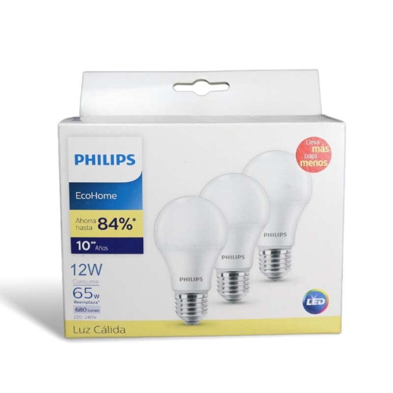 LAMPARA ECOHOME LED BULBO 12W E27 3000KHV PACK 3 LAMPARA ECOHOME LED BULBO 12W E27 3000KHV PACK 3