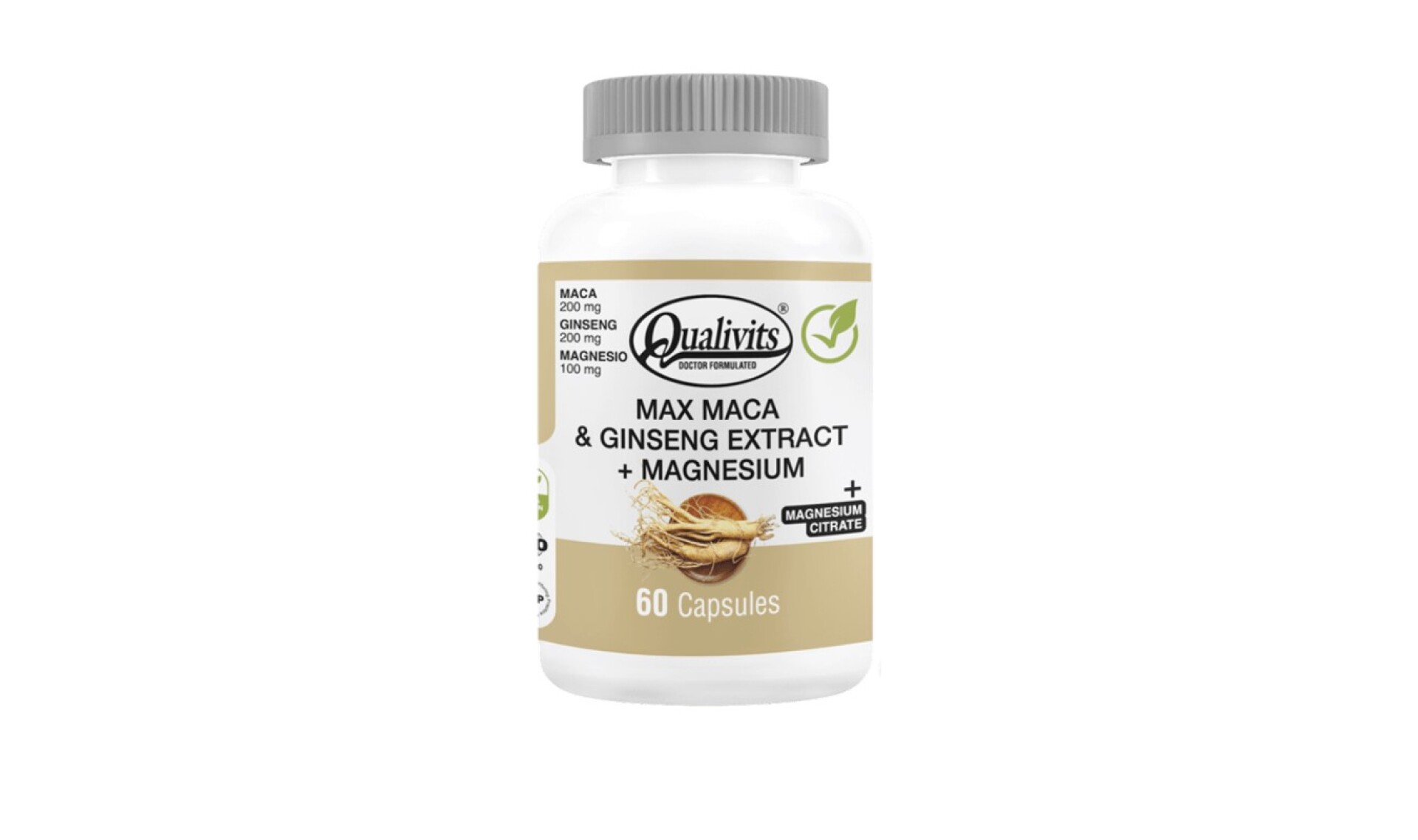 Max Maca y Ginseng Extract + Magnesium Qualivits 