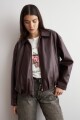 Chaqueta bomber eco cuero ciruela