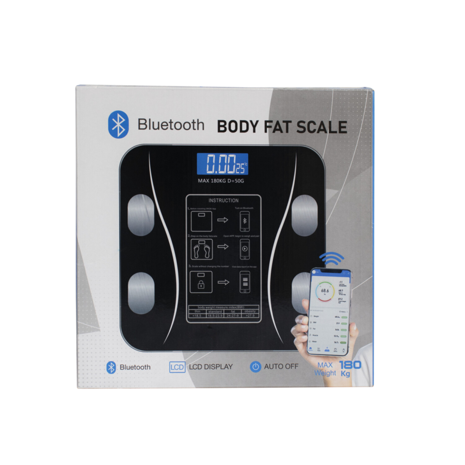 Bascula Digital Bioimpedancia Inteligente Bluetooth 180 Kg