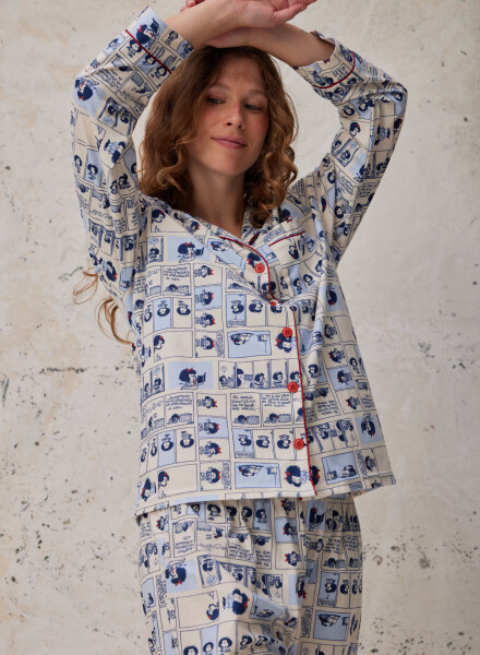 Pijama mafalda 2 flannel fleece Marfil