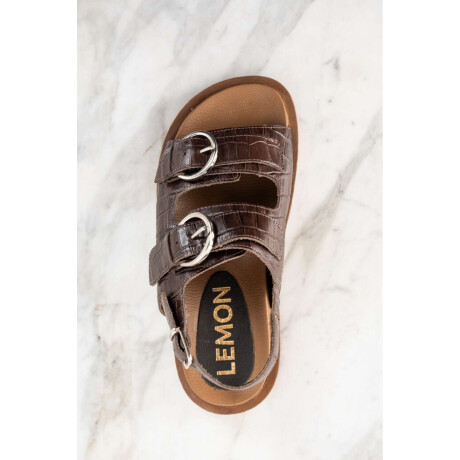 Sandalia Croco Hebillas Marron