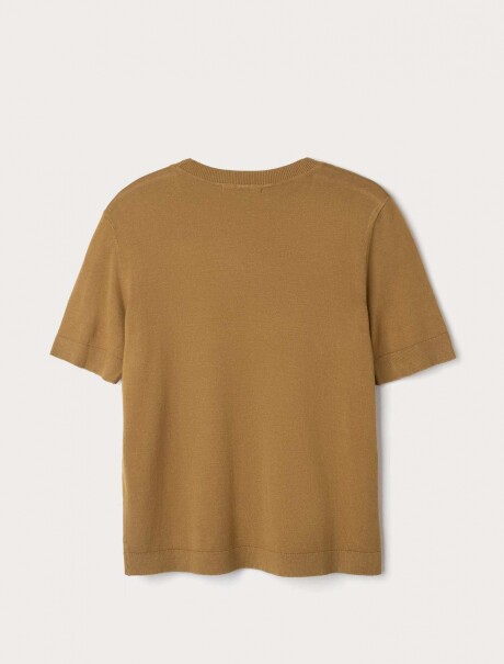 BLUSA DE PUNTO LIGERA DE MANGA CORTA MARRÓN