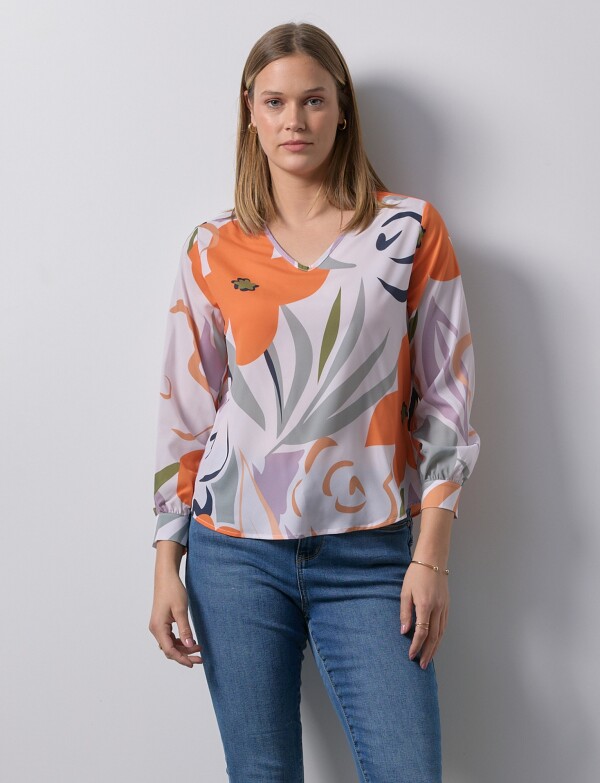 Blusa Gasa MULTI/BLANCO
