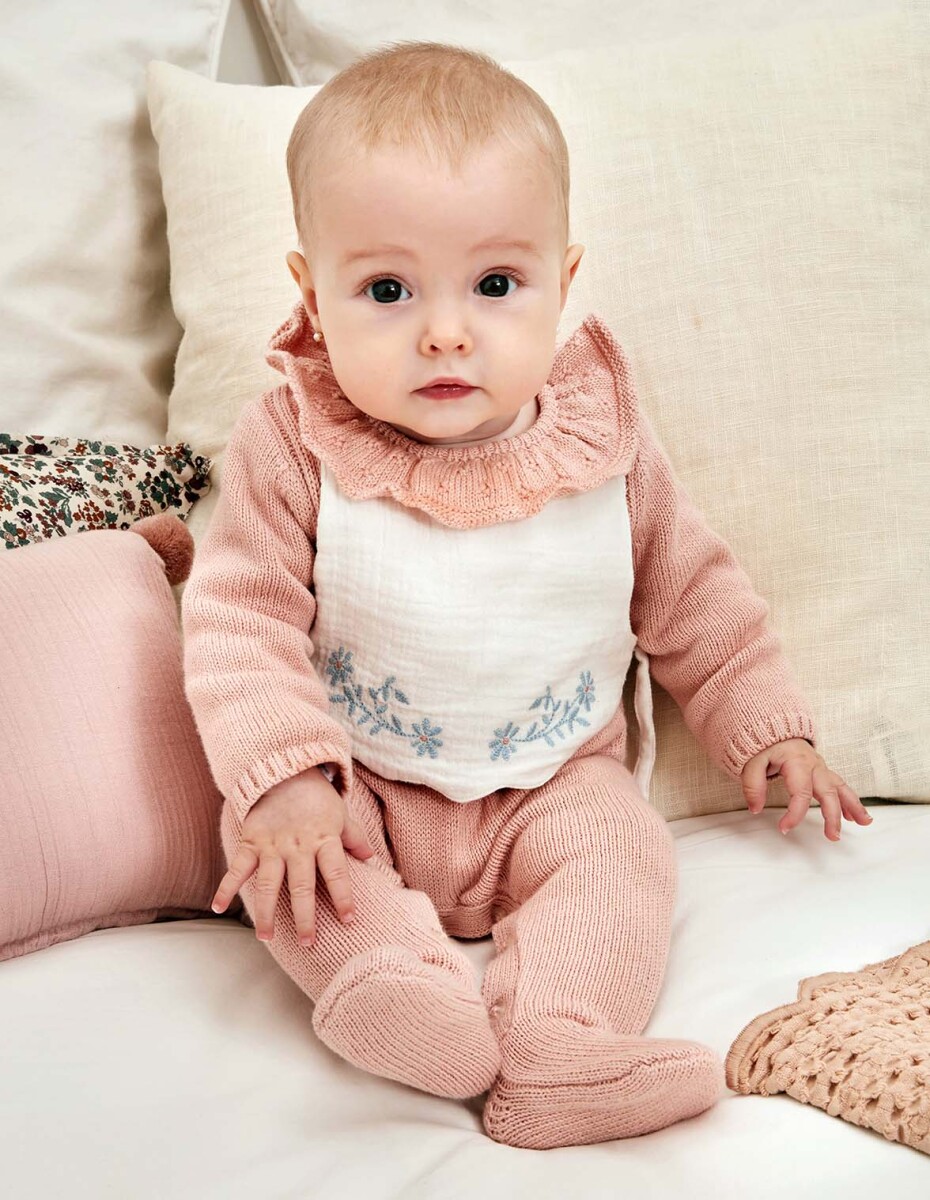 Pelele Con Cuello Volante Con Calados - Rosa 