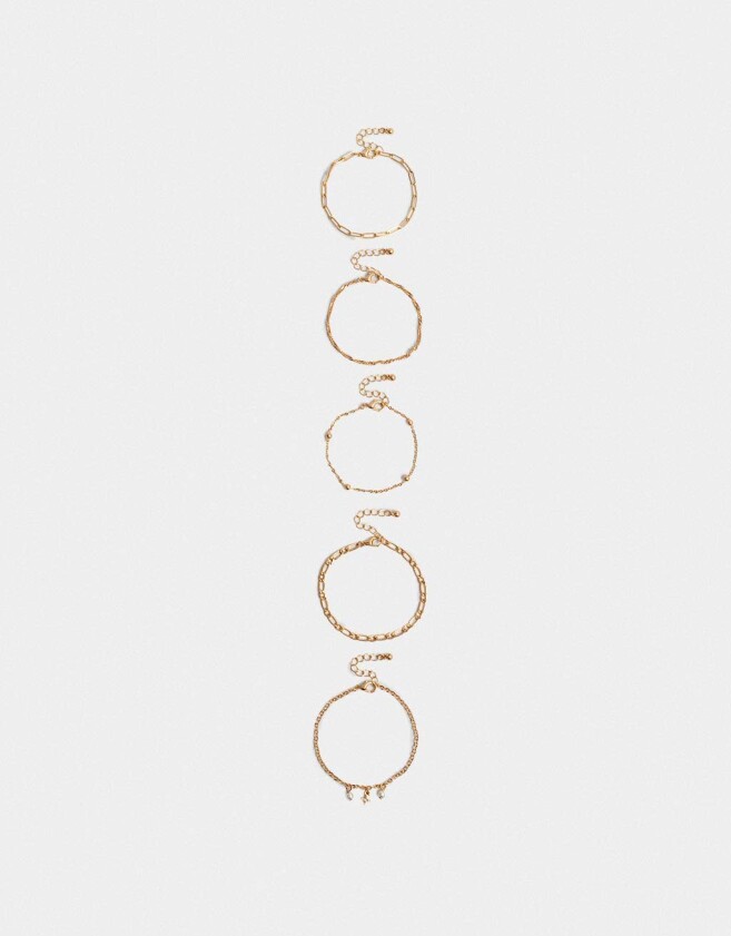 Pulseras Flexibles Sets Multi Cadenas Pulseras Flexibles Sets De Metal - Dorado