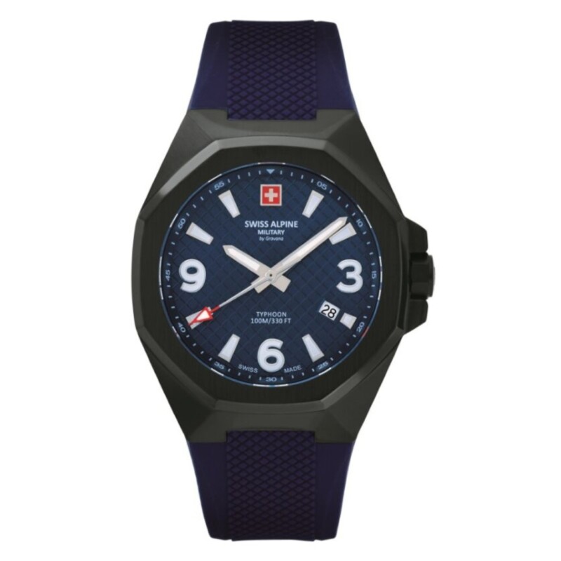 Reloj Swiss Alpine Military Typhoon 7005.1836 para hombre con correa de silicona Azul