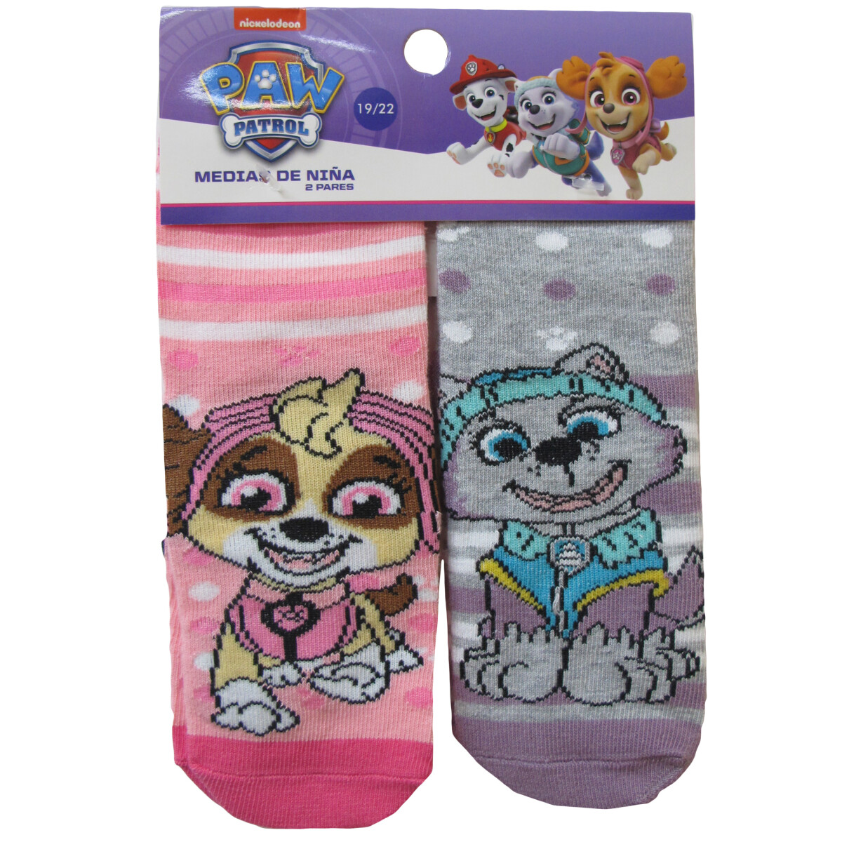 Medias Infantiles Disney x2 Paw Patrol - Rosa - Fucsia - Gris 