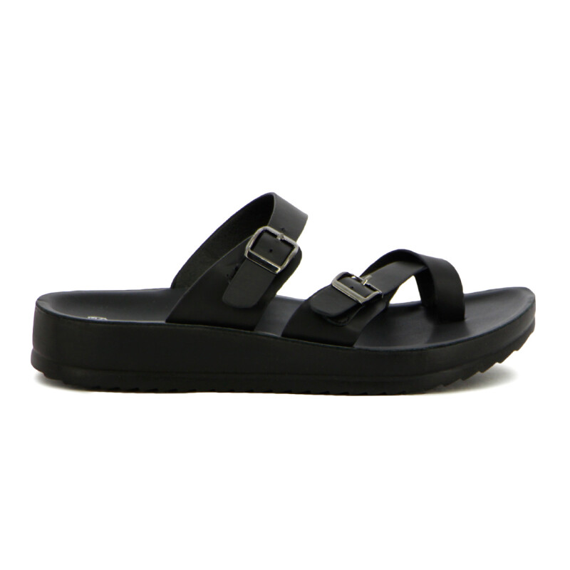 Sandalias Mujer Darkness Tira Cruzada Y Hebillas Negro