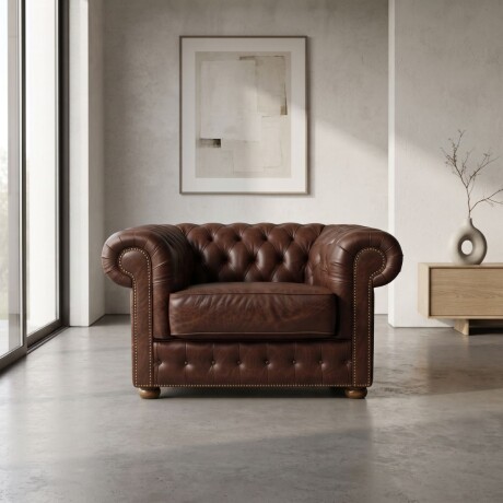 Sofá Chesterfield Novo - Cuero Básico - 1 cuerpo New Brown - (Preventa)