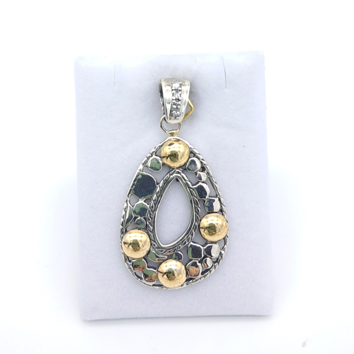 Colgante de plata 925, double en oro 18 ktes y circonias. 
