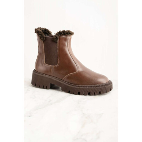 Bota Cuero Con Corderito Cafe