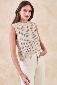 Top Calados Lurex Beige Melange