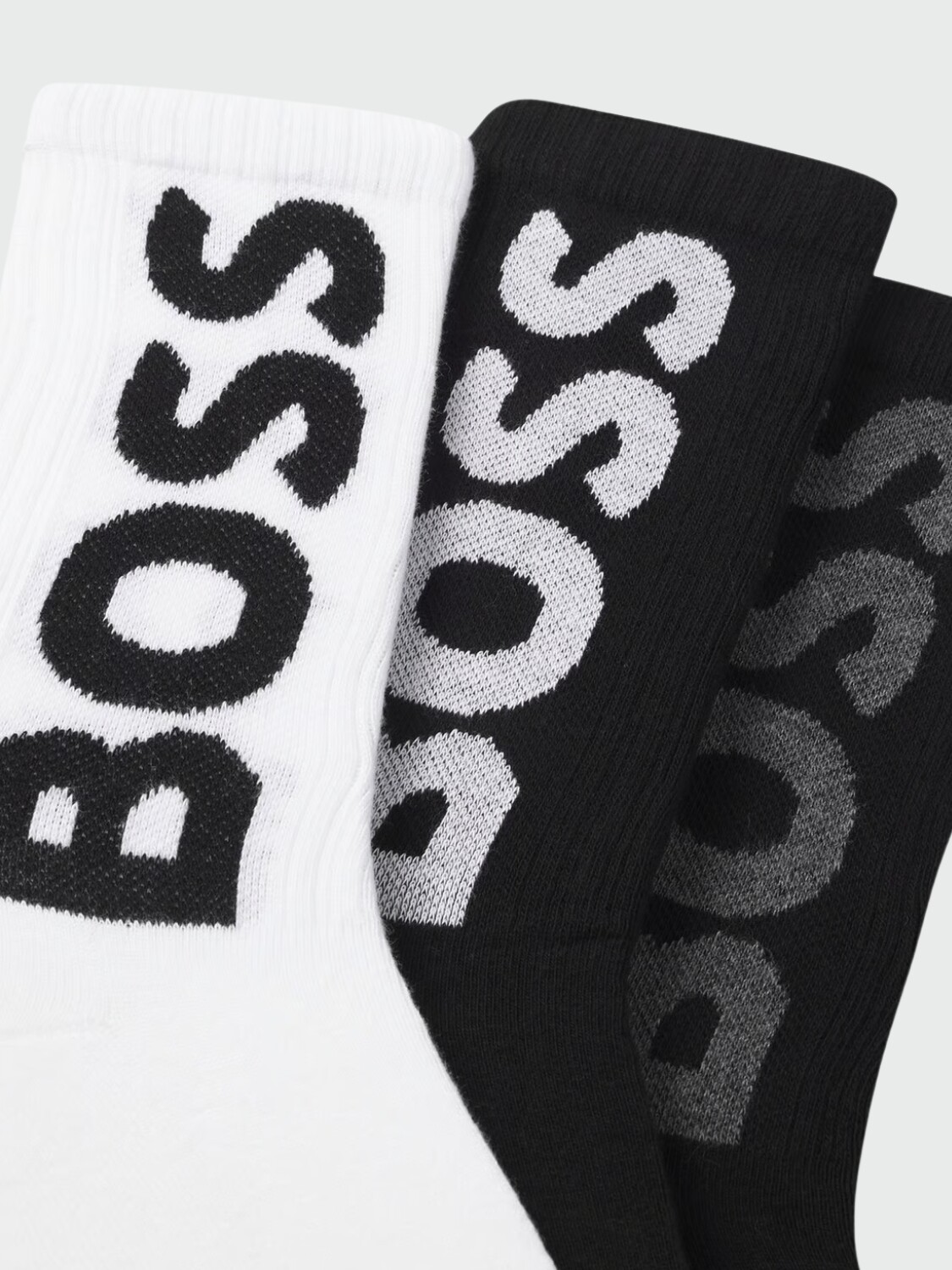 BOSS - Pack De 3 Medias Rib Logo Negro