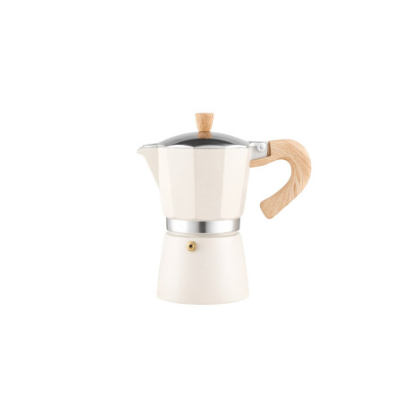 Cafetera italiana con mango simil madera 9 tazas Beige