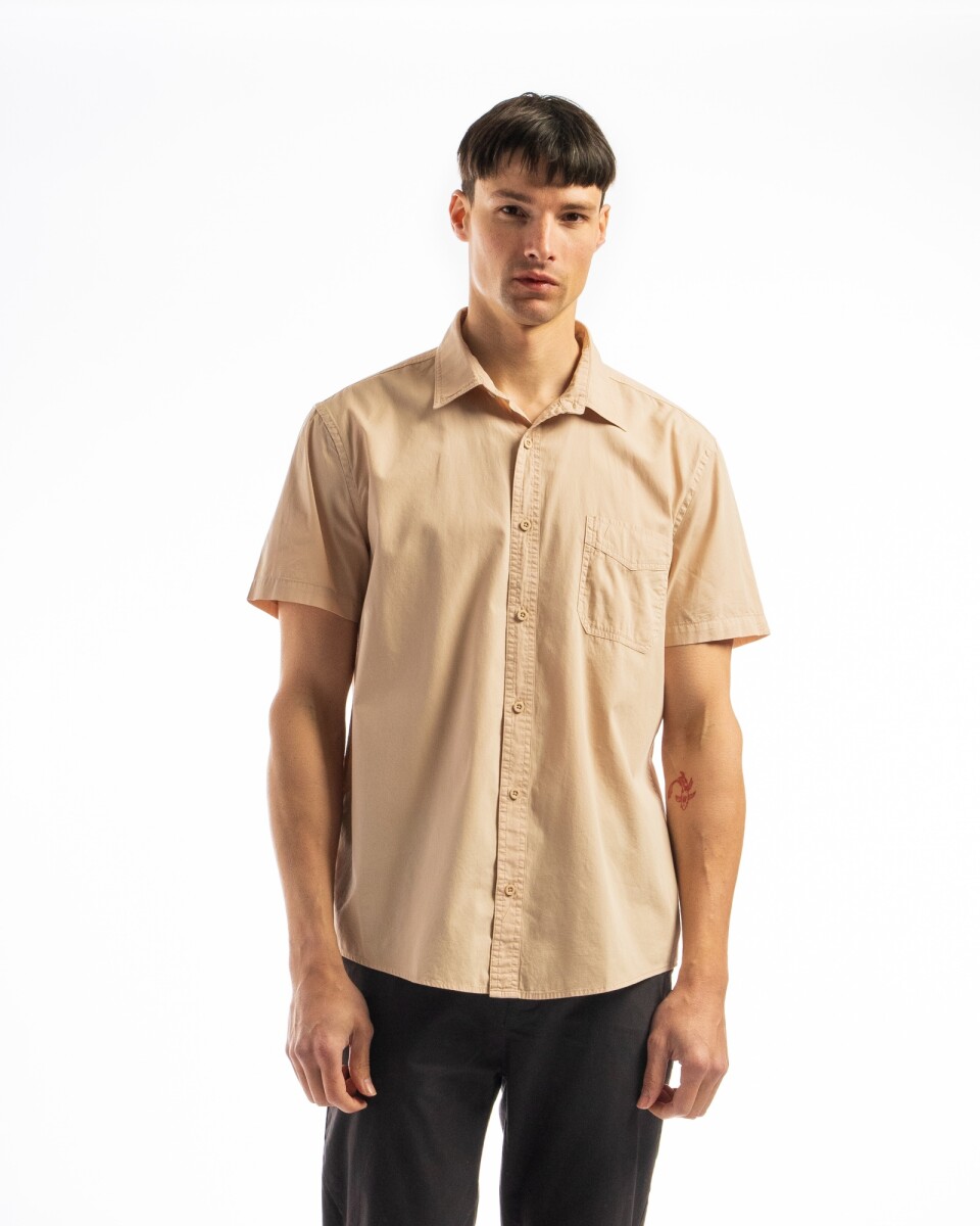 Camisa M/C Algodón C/Bolsillo Barcelona - Beige 