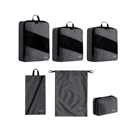 Set de 6 organizadores de ropa para viaje Negro
