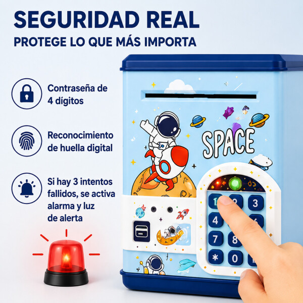 Alcancía Infantil Caja Fuerte Juguete Con Sonido Luces Variante Color Azul