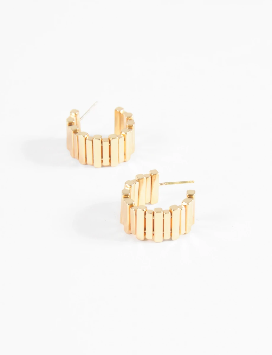 Aros franjas metálico - dorado 