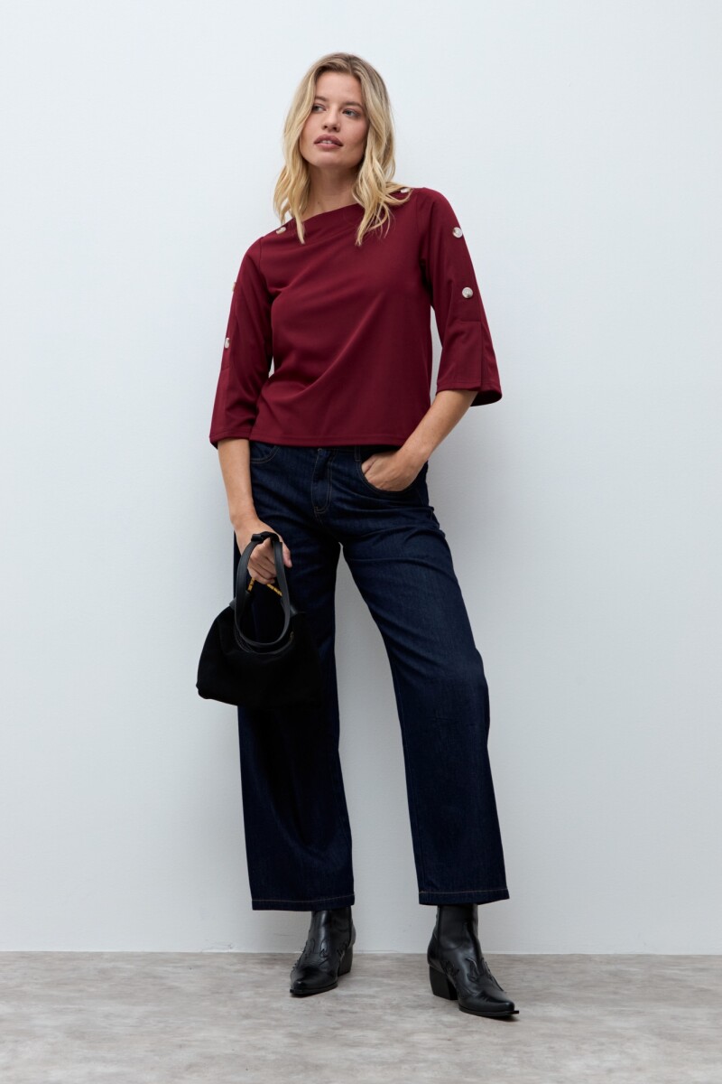 Sweatshirt con botones - bordo 