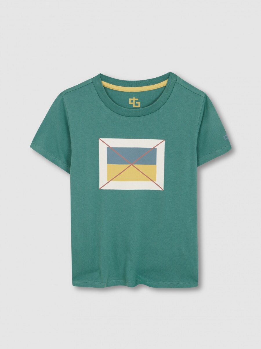 Camiseta Grafico Geometrico Verde Nuevo