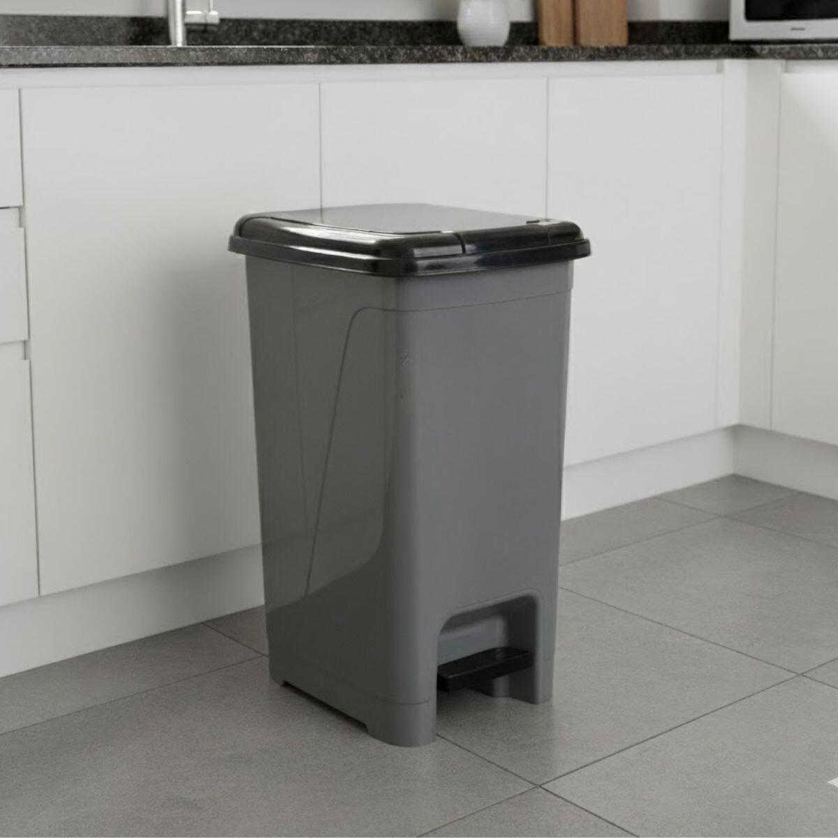 Tarro de residuos 40L con pedal - GRIS 