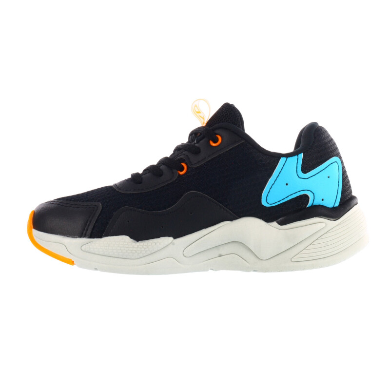 Championes Infantiles KIDY acordonado con piezas en contraste Negro - Azul - Anaranjado