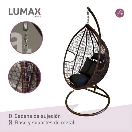 Hamaca nido colgante c/base metal y apoya pie jardín Bronce/Negro
