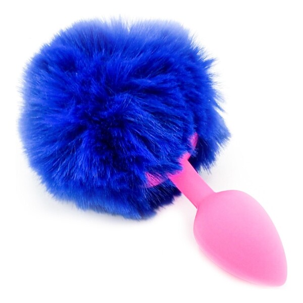 Plug Anal Pompon Conejita Consolador Estimulador Talle L Color Variante Azul rosa