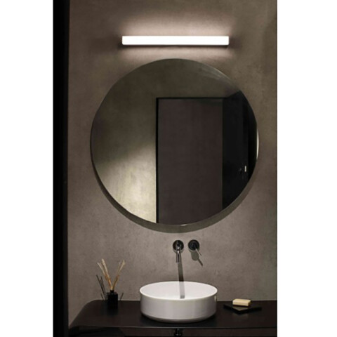 Aplique de pared rectang. p/baño negro 12W cálida FA2200
