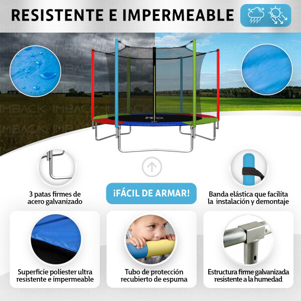 Cama Elástica de 1,83 M Trampolín Saltarín Multicolor (Azul, Rojo y Verde) CE002 Cama Elástica de 1,83 M Trampolín Saltarín Multicolor (Azul, Rojo y Verde) CE002