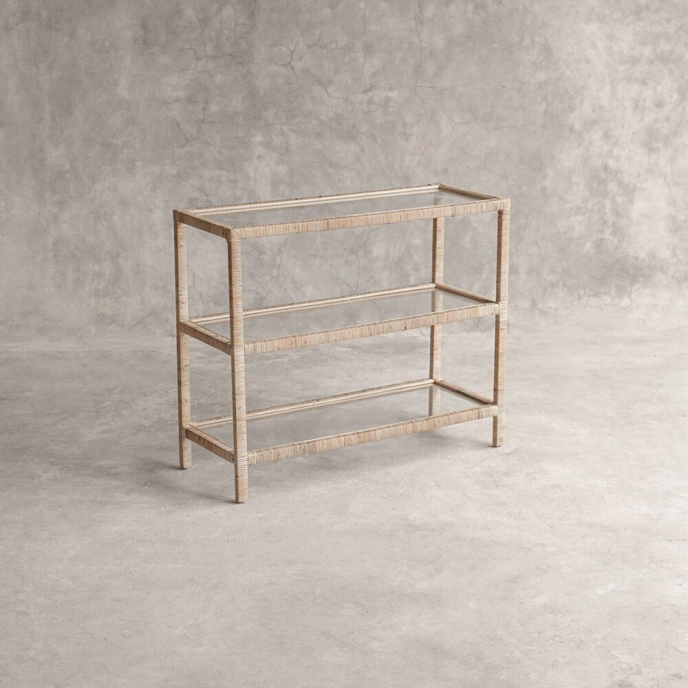 CONSOLA RATTAN-MADERA-Y-VIDRIO NATURAL-BEIGE VITTORIA NATURAL