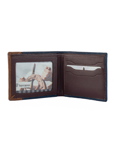 Billetera Cuero Nobuk con Vista Azul