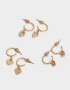 Aros Argollas Set Con cubic zirconia Set De Argollas Con Dijes Bañadas En Oro - Dorado