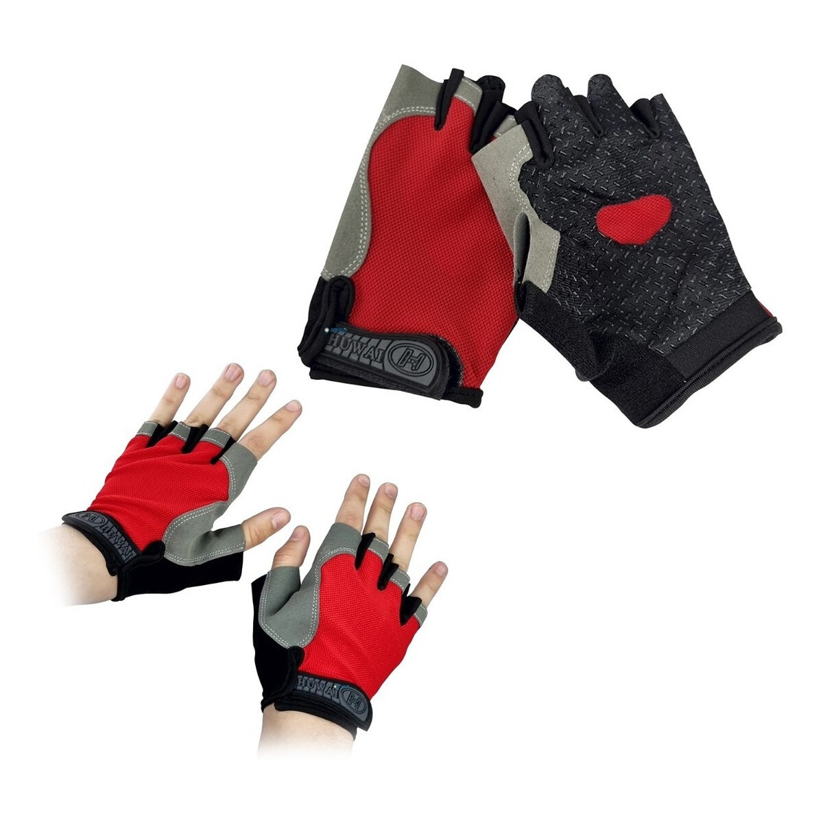 Guantes Gym Crossfit Gimnasio Musculación Pesas Resistente - Variante Color Rojo 