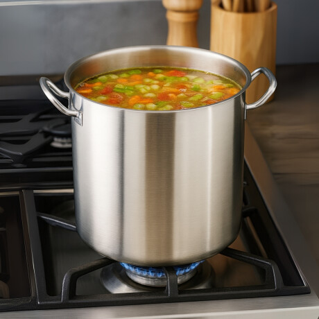 Olla Triple Fondo de Acero Inoxidable con Tapa 25 Litros 32 x 32 cm Ozti Olla Triple Fondo de Acero Inoxidable con Tapa 25 Litros 32 x 32 cm Ozti