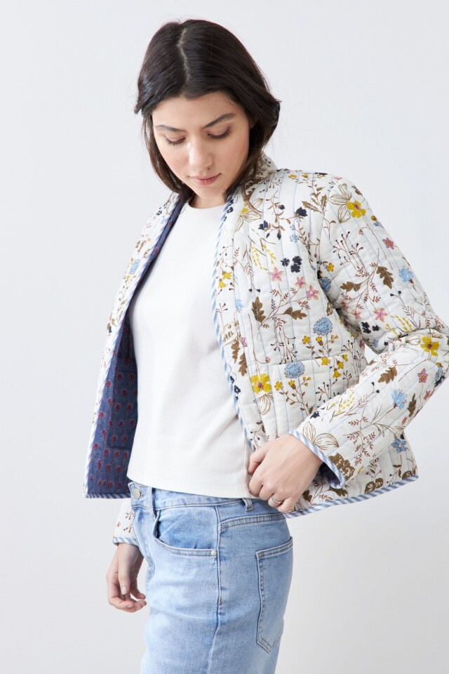Chaqueta capitoneada reversible multicolor
