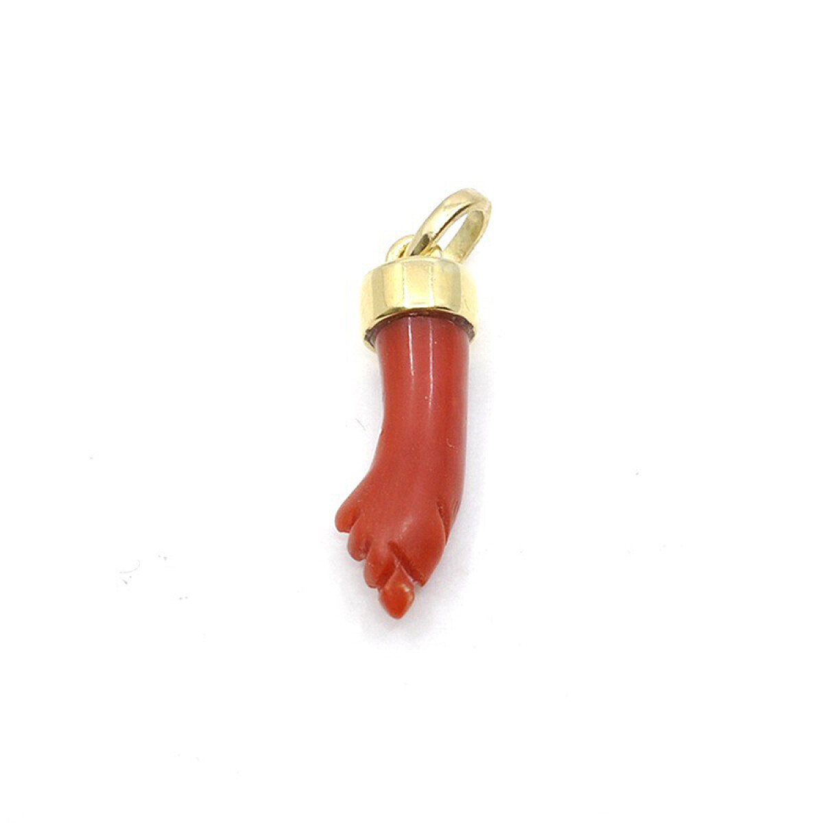 Colgante De 1.5 Cms en Oro 18 K Con Manito De Coral 