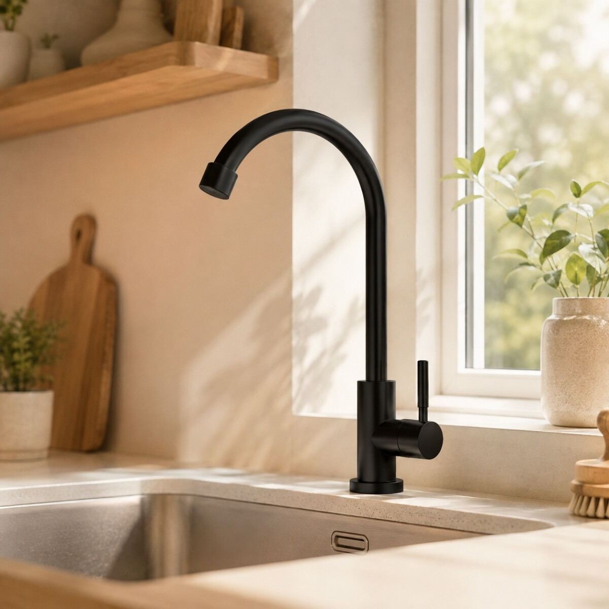 Canilla monocomando para mesada agua fría - NEGRO 