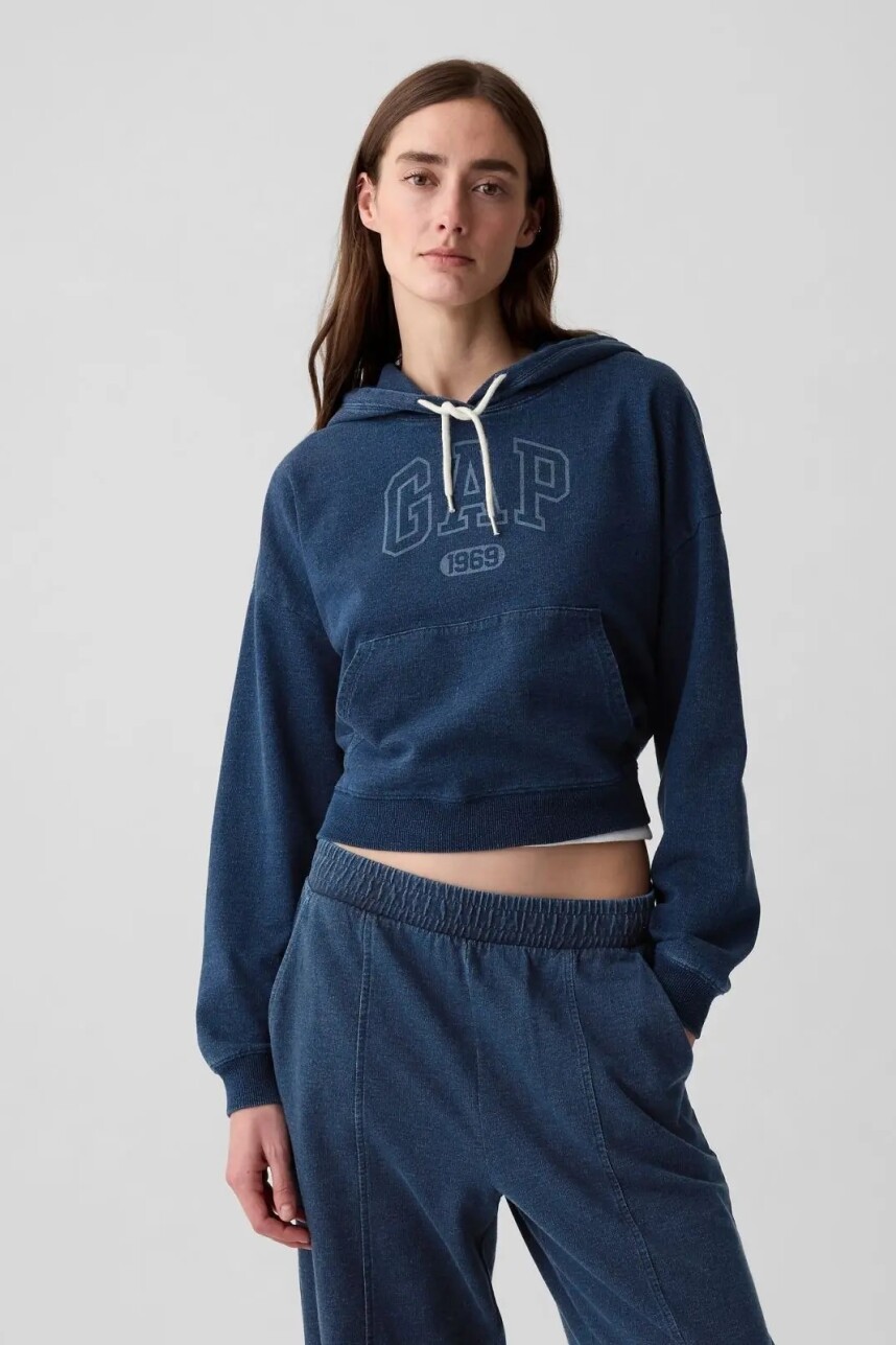 Canguro Logo Gap Cropped Mujer Medium Indigo