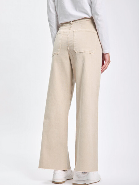 Pantalón jean ancho Beige