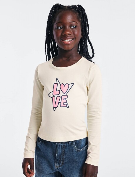 BLUSA INFANTIL CON ESTAMPA BEIGE