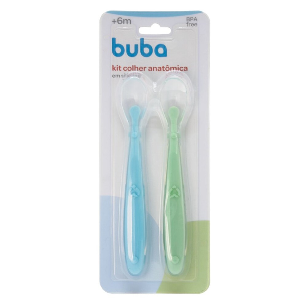 Set x2 cucharas clasicas silicona BUBA celeste verde