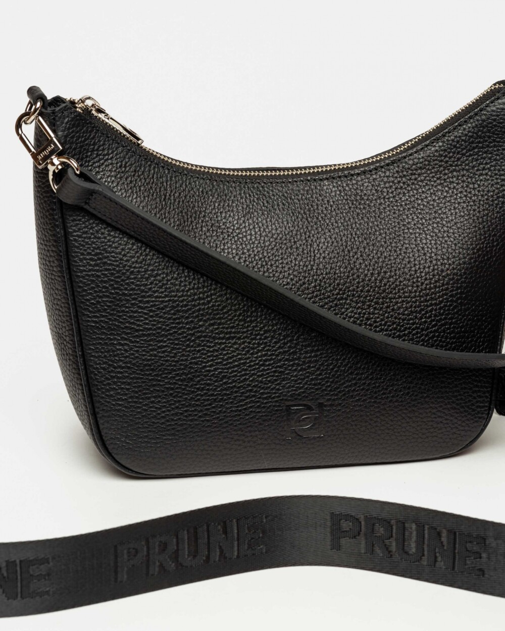 Bandolera Venice en cuero graneado Negro