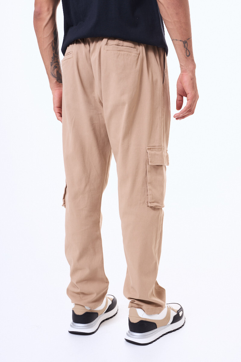 Pantalon de gabardina Durazno Beige