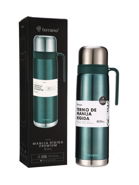 Termo 1Lt. Premium Manija Rigida Metalizado Verde