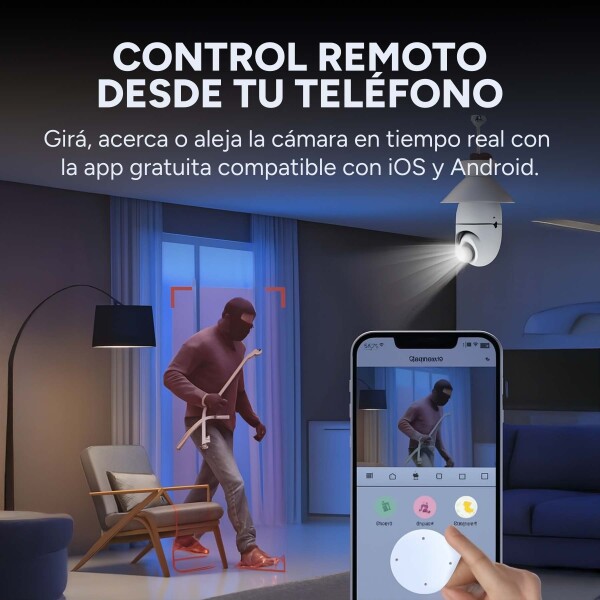 Cámara de Seguridad Vigilancia 360 Wifi Graba Audio X 3 Unid Color Blanco