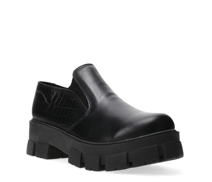 Zapato de cuero con plataforma Negro